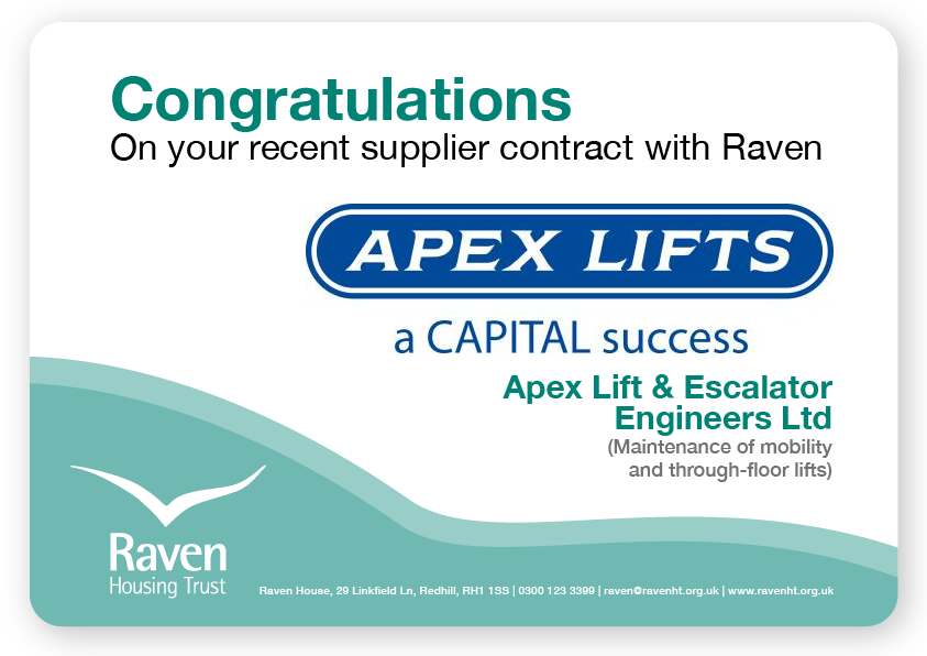 Apex Lifts supplier certification, Apex Lift & Escalator Engineers Ltd(Maintenance of mobility and through-floor lifts)