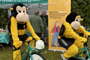 Merstham football club mascots on smoothie bikes