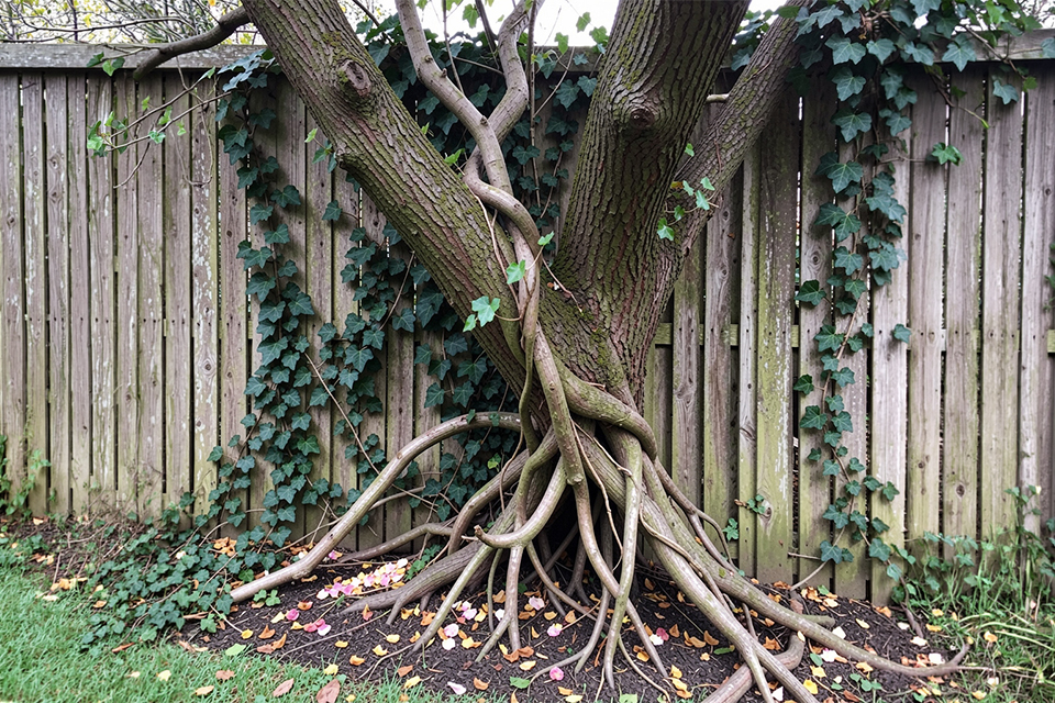 Image of tree and fence